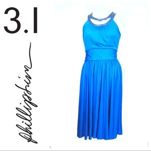 3.1 Phillip Lim silk cocktail dress teal retro